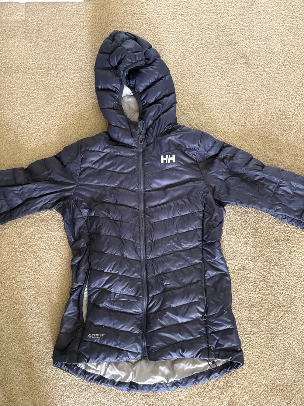 Helly Hansen Navy Quilted Jacket with gray lining Women’s Small